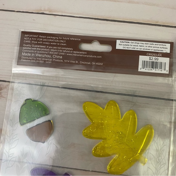 Set Of 3 Fall Harvest Window Sticker Gel Clings Owl Sunflower Pumpkin Acorn Leaf - Picture 8 of 8